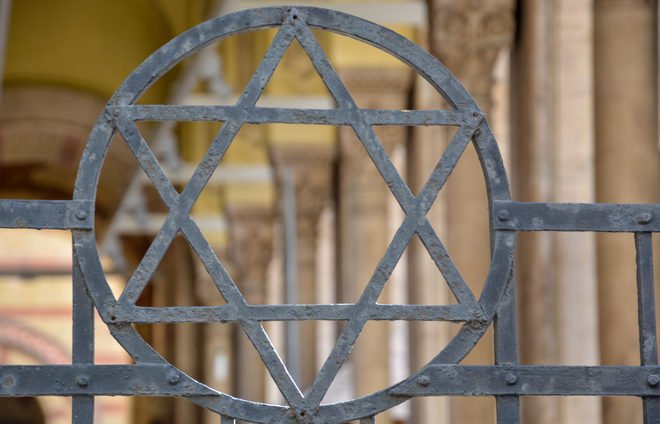 The Jewish star in a fence at a Synagogue in Budapest