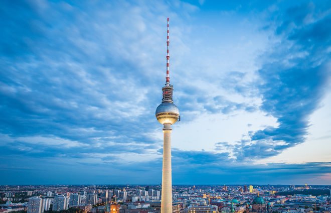 Germany-Aerial view of Berlin skyline with famous TV tower