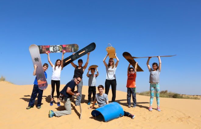Sand snowboarding in Morocco